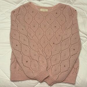Sézane pink embellished sweater
